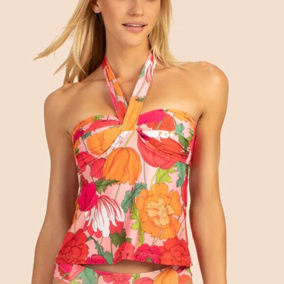 Trina Turk Sunny Blooms Convertible Tankini Top Pink 6